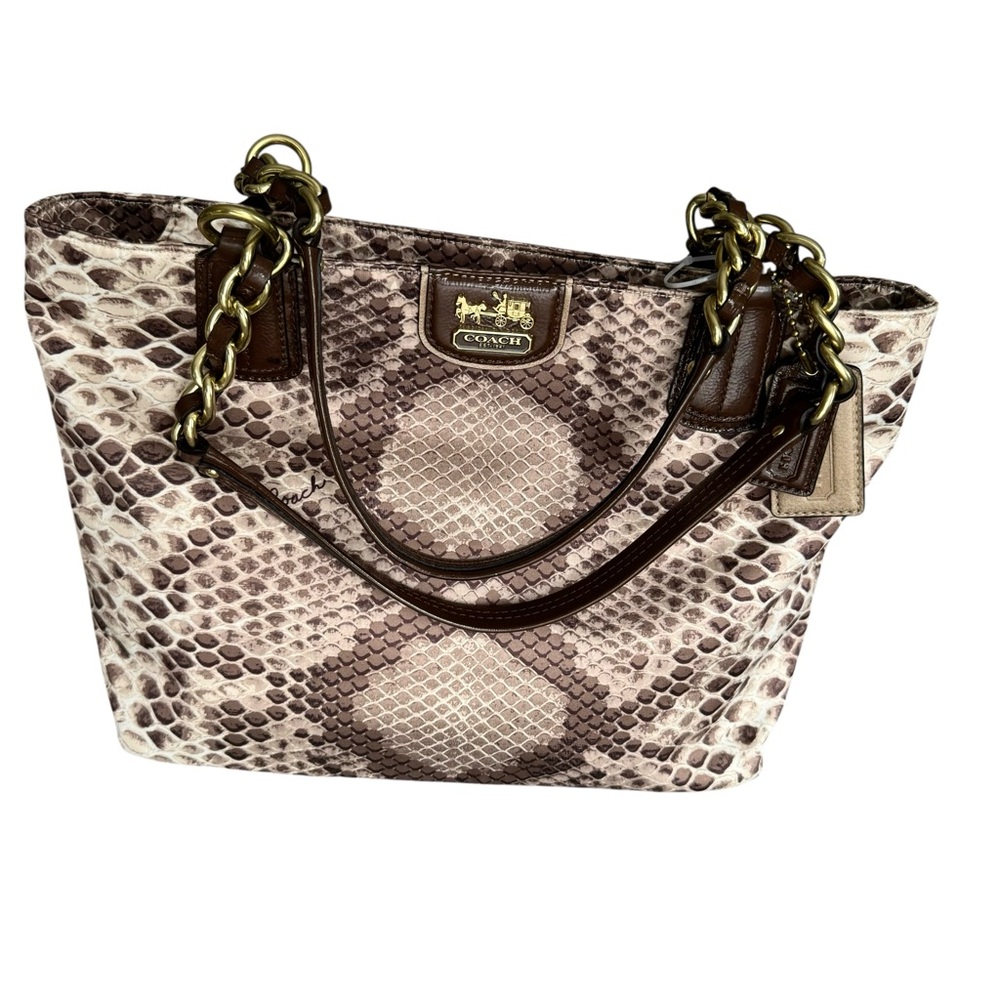 🆕 Coach Madison Tote Python Print Satin Leather Shoulder Bag - Picture 7 of 13